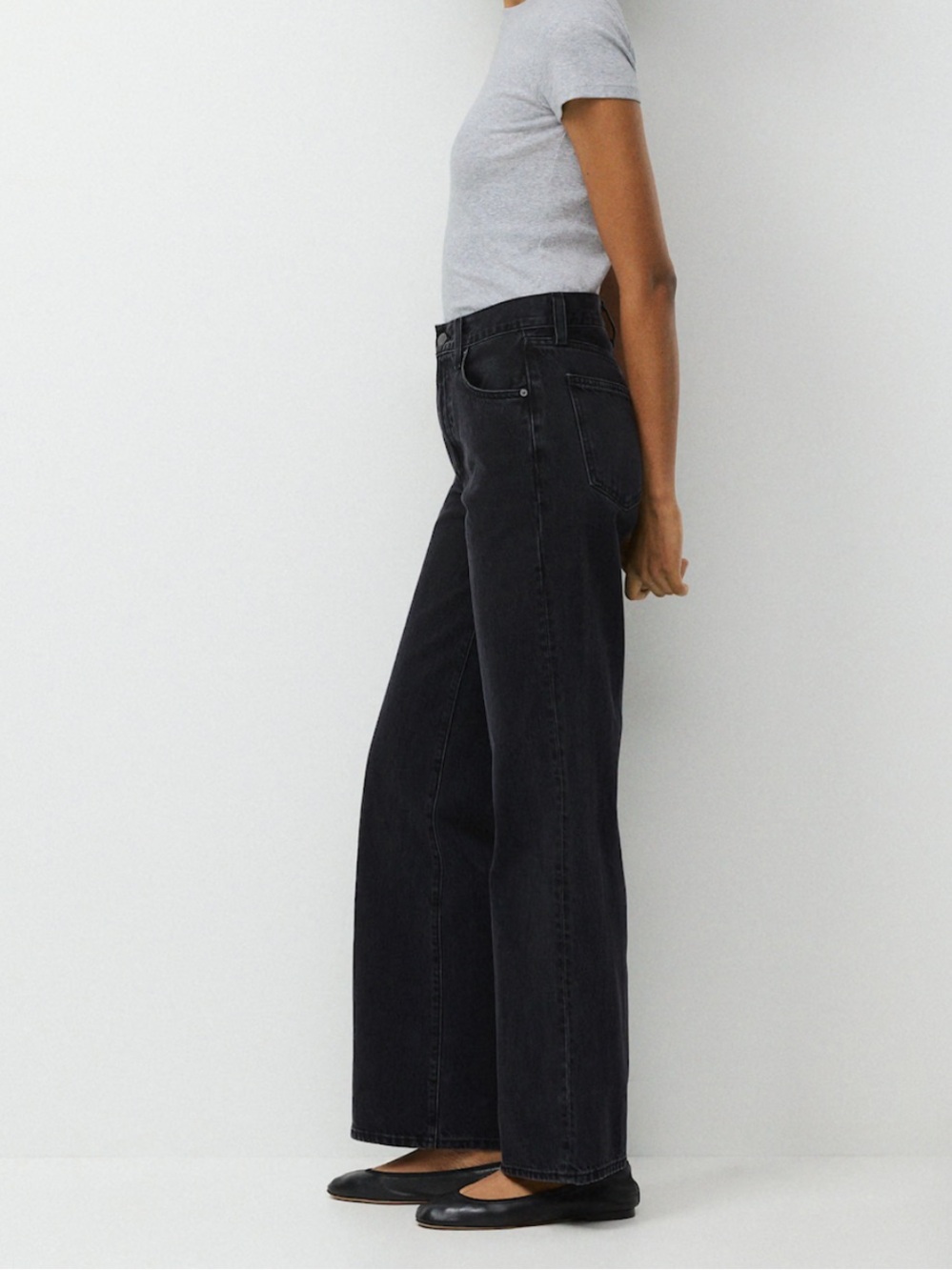 Denim Forum Farrah High Rise Wide-Leg Jeans in Black Eyeliner